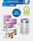 Promotional ad showing purple Aktident denture cleansing gel boxes beside a white Aftamed mouthwash box, with a blue discount banner and a circular ‘x3 paket’ badge, plus a green gift badge and Turkish sale text.